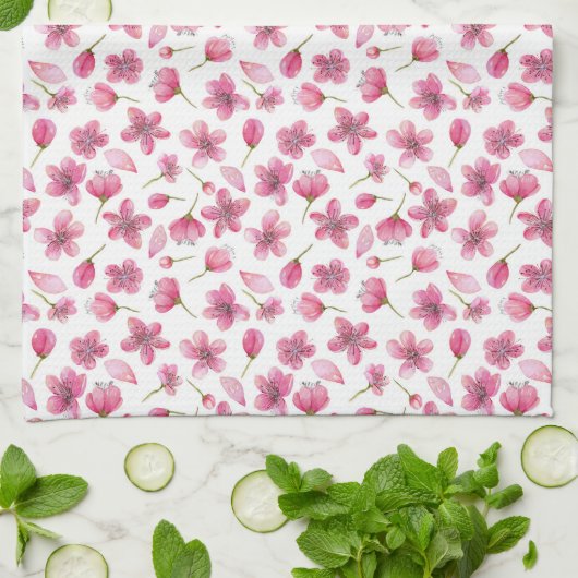Roze Sakura Flowers Kitchen Towel 16 x 24 inch Theedoek (Gevouwen)