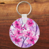 Roze Sakura Flowers Sleutelhanger (Voorkant)