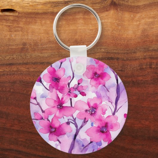 Roze Sakura Flowers Sleutelhanger (Voorkant)