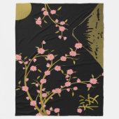 Roze Sakura Gold Black Japans scherm Fleece Deken (Voorkant)