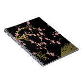 Roze Sakura Gold Black Japans scherm Notitieboek (Rechterzijde)