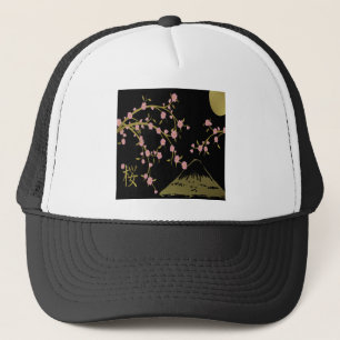 Roze Sakura Gold Black Japans scherm Trucker Pet