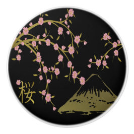 Roze Sakura Goud Zwart Japans Scherm Keramische Knop