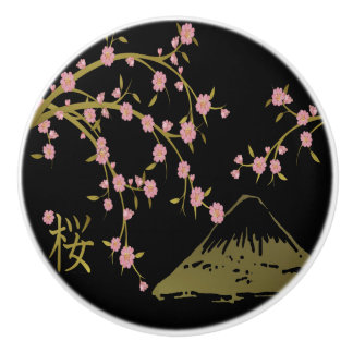 Roze Sakura Goud Zwart Japans Scherm Keramische Knop