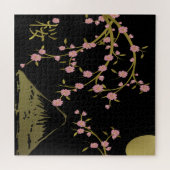 Roze Sakura Goud Zwart Japans Scherm Legpuzzel (Horizontaal)
