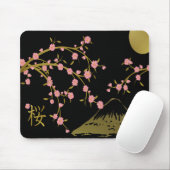 Roze Sakura Goud Zwart Japans Scherm Muismat (Met muis)