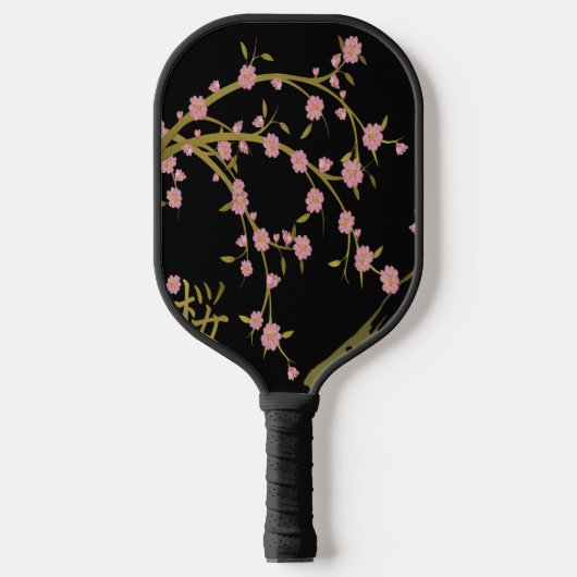 Roze Sakura Goud Zwart Japans Scherm Pickleball Paddle (Voorkant)