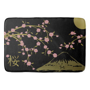 Roze Sakura Goud Zwart Japans scherm poster Badmat