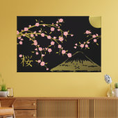 Roze Sakura Goud Zwart Japans scherm poster Canvas Afdruk (Insitu (Woonkamer))