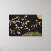 Roze Sakura Goud Zwart Japans scherm poster Canvas Afdruk (Voorkant)