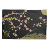 Roze Sakura Goud Zwart Japans Scherm Poster Kussensloop (Achterkant)