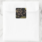 Roze Sakura Goud Zwart Japans Scherm Vierkante Sticker (Tas)