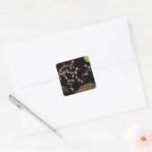 Roze Sakura Goud Zwart Japans Scherm Vierkante Sticker (Envelop)