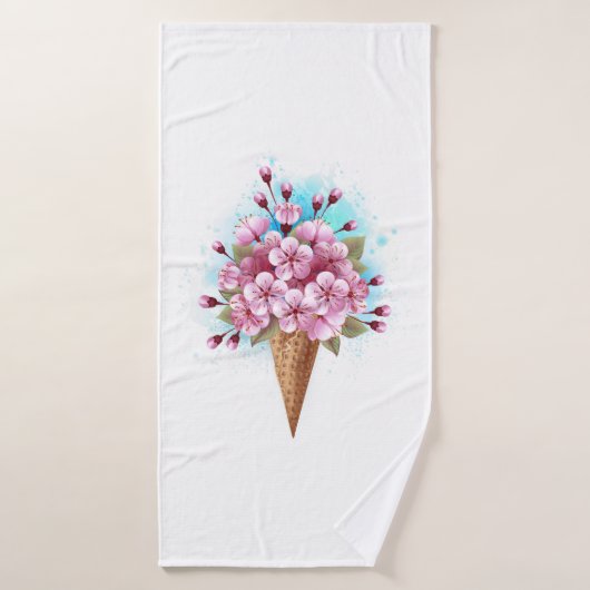 Roze Sakura Ice Cream Waffle Cone Badhanddoek (Badhanddoek)