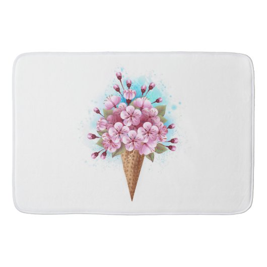 Roze Sakura Ice Cream Waffle Cone Badmat (Voorkant)