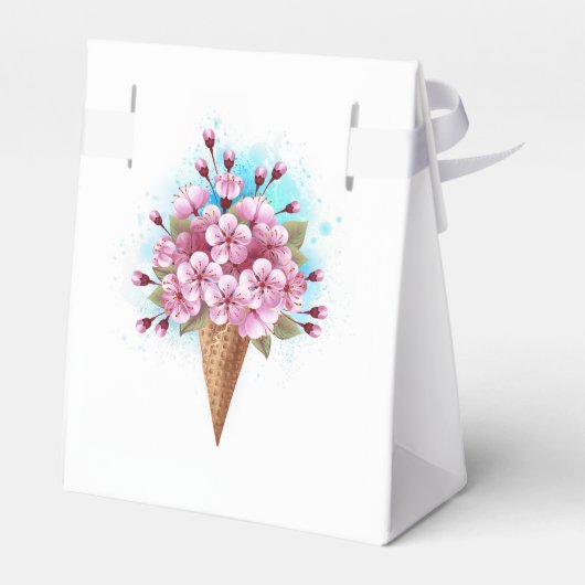 Roze Sakura Ice Cream Waffle Cone Bedankdoosjes (Achterkant)