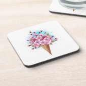 Roze Sakura Ice Cream Waffle Cone Bier Onderzetter (Linkerzijde)