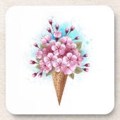 Roze Sakura Ice Cream Waffle Cone Bier Onderzetter (Voorkant)