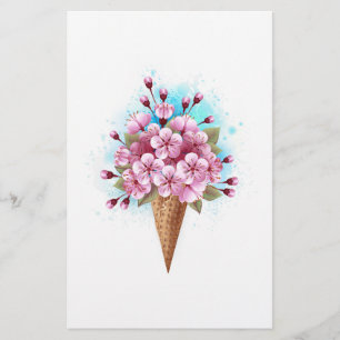 Roze Sakura Ice Cream Waffle Cone Briefpapier