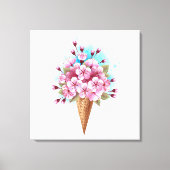 Roze Sakura Ice Cream Waffle Cone Canvas Afdruk (Voorkant)