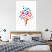 Roze Sakura Ice Cream Waffle Cone Canvas Afdruk (Insitu (Slaapkamer))