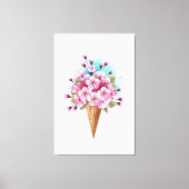 Roze Sakura Ice Cream Waffle Cone Canvas Afdruk (Voorkant)