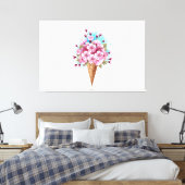 Roze Sakura Ice Cream Waffle Cone Canvas Afdruk (Insitu (Slaapkamer))