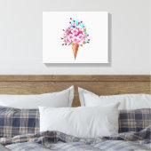 Roze Sakura Ice Cream Waffle Cone Canvas Afdruk (Insitu (Slaapkamer))