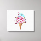 Roze Sakura Ice Cream Waffle Cone Canvas Afdruk (Voorkant)