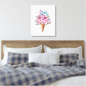 Roze Sakura Ice Cream Waffle Cone Canvas Afdruk (Insitu (Slaapkamer))