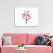 Roze Sakura Ice Cream Waffle Cone Canvas Afdruk (Insitu (Woonkamer))