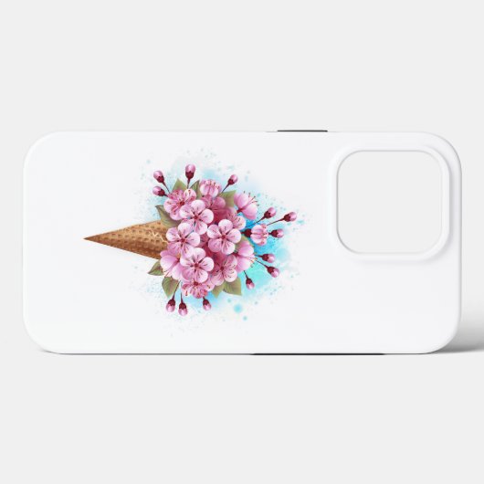 Roze Sakura Ice Cream Waffle Cone Case-Mate iPhone Case (Achterkant (horizontaal))