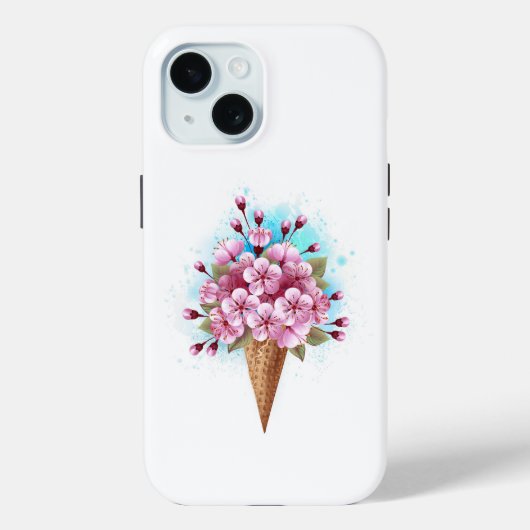 Roze Sakura Ice Cream Waffle Cone Case-Mate iPhone Case (Achterkant)