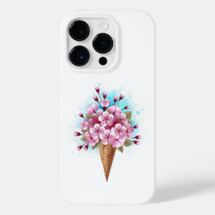 Roze Sakura Ice Cream Waffle Cone Case-Mate iPhone 14 Pro Hoesje