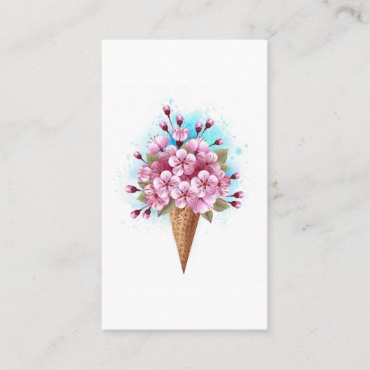 Roze Sakura Ice Cream Waffle Cone Contactkaartje (Voorkant)
