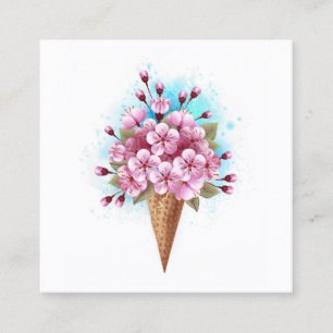 Roze Sakura Ice Cream Waffle Cone Contactkaartje