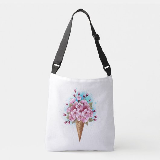 Roze Sakura Ice Cream Waffle Cone Crossbody Tas (Voorkant)