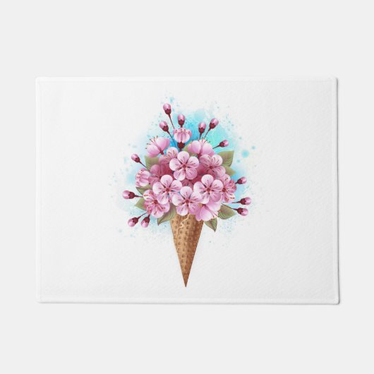 Roze Sakura Ice Cream Waffle Cone Deurmat (Voorkant)