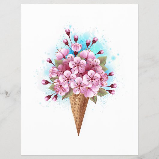 Roze Sakura Ice Cream Waffle Cone Flyer (Voorkant)