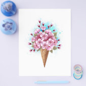 Roze Sakura Ice Cream Waffle Cone Flyer (Enkel)