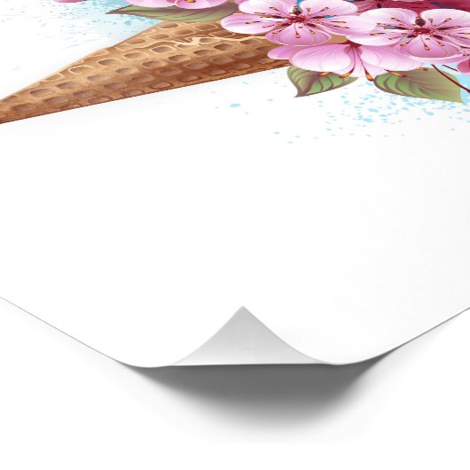 Roze Sakura Ice Cream Waffle Cone Foto Afdruk (Hoek)