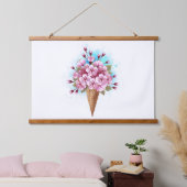 Roze Sakura Ice Cream Waffle Cone Hangend Wandkleed (Slaapkamer)