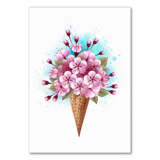 Roze Sakura Ice Cream Waffle Cone Kaart (Voorkant)