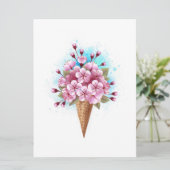 Roze Sakura Ice Cream Waffle Cone Kaart (Staand voorkant)