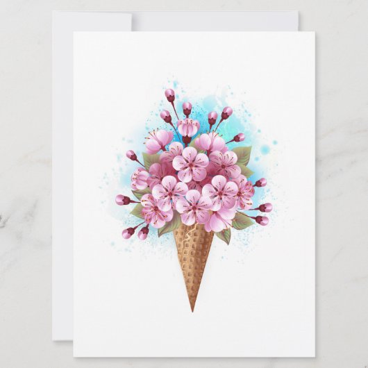 Roze Sakura Ice Cream Waffle Cone Kaart (Voorkant)