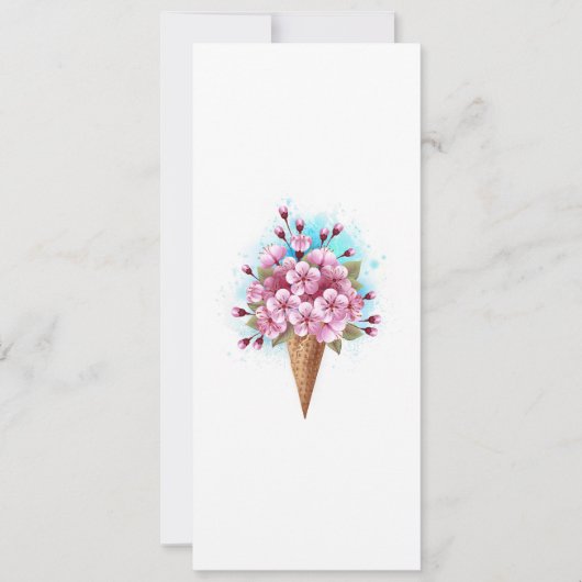 Roze Sakura Ice Cream Waffle Cone Kaart (Voorkant)