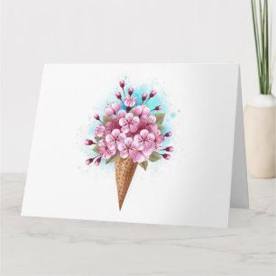 Roze Sakura Ice Cream Waffle Cone Kaart