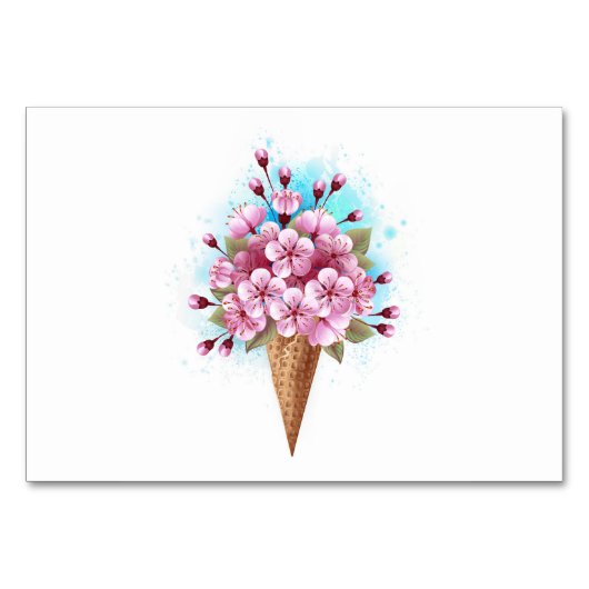Roze Sakura Ice Cream Waffle Cone Kaart (Voorkant)
