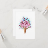 Roze Sakura Ice Cream Waffle Cone Kaart (Voorkant / Achterkant in situ)