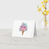 Roze Sakura Ice Cream Waffle Cone Kaart (Gele Bloem)